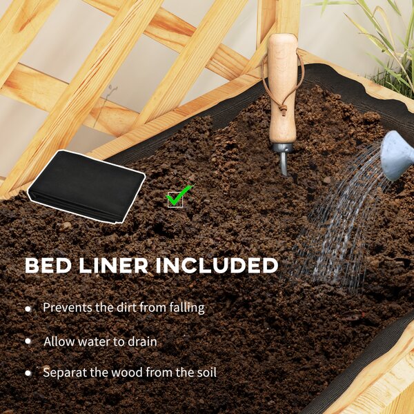 Outsunny 52L Wooden Planter, with Trellis and Shelves - Nature Wood Finish