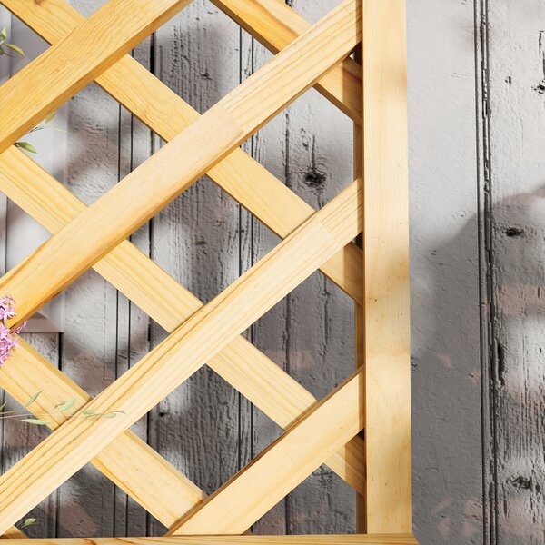 Outsunny 52L Wooden Planter, with Trellis and Shelves - Nature Wood Finish