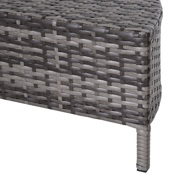 Outsunny Rattan Garden Furniture 4 Seaters Half-round Patio Outdoor Sofa & Table Set Wicker Weave Conservatory Cushioned Seat with Pillow - Grey