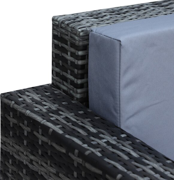 Outsunny 3-Seater All Weather Outdoor Sofa, Rattan Wicker Weave with Metal Frame and Fire Resistant Cushion, Grey Aosom UK