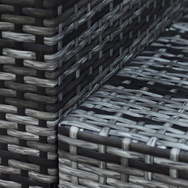 Outsunny 3-Seater All Weather Outdoor Sofa, Rattan Wicker Weave with Metal Frame and Fire Resistant Cushion, Grey Aosom UK