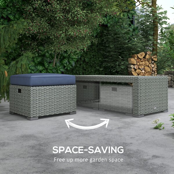 Outsunny 6pc Outdoor Couch Set, Rattan Wicker Furniture with 3-Seat Sofa, 2 Single Sofas, 2 Footstools and Coffee Table Aosom UK