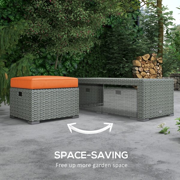 Outsunny 6pc Patio Furniture Set, Rattan Wicker with 3-Seat Sofa, 2 Single Sofas, 2 Footstools and Coffee Table Aosom UK