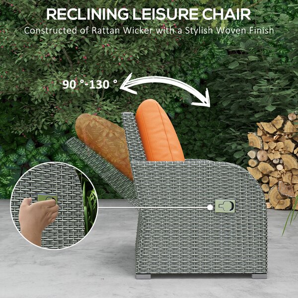 Outsunny 6pc Patio Furniture Set, Rattan Wicker with 3-Seat Sofa, 2 Single Sofas, 2 Footstools and Coffee Table Aosom UK