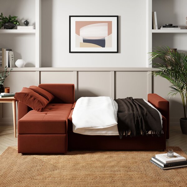 Westley Velvet Corner Sofa Bed