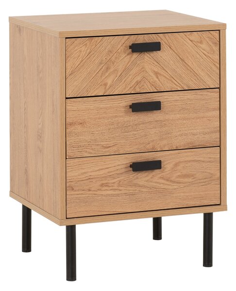 Barker 3 Drawer Bedside Table, Oak Effect