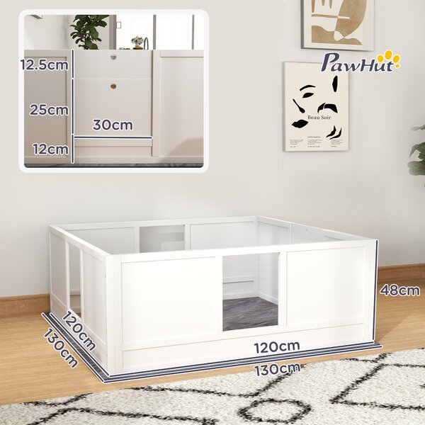 PawHut Whelping Box for Dogs with Whelping Pad, Adjustable Entrance, Non-slip Foot Pads, for Large Dogs, 124 x 120cm Aosom UK