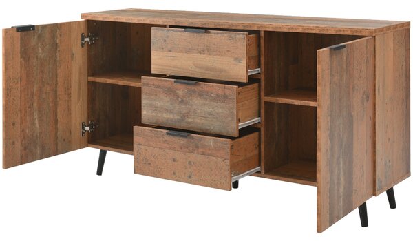 Vintage Sideboard Cabinet with Storage Drawers, Adjustable Shelves, Wood Chest of Drawers for Living Room, Kitchen, 140x35x70 cm, Brown Aosom.UK