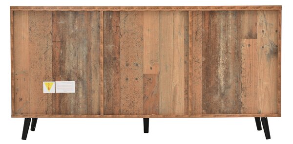 Vintage Sideboard Cabinet with Storage Drawers, Adjustable Shelves, Wood Chest of Drawers for Living Room, Kitchen, 140x35x70 cm, Brown Aosom.UK