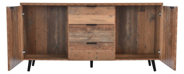 Vintage Sideboard Cabinet with Storage Drawers, Adjustable Shelves, Wood Chest of Drawers for Living Room, Kitchen, 140x35x70 cm, Brown Aosom.UK