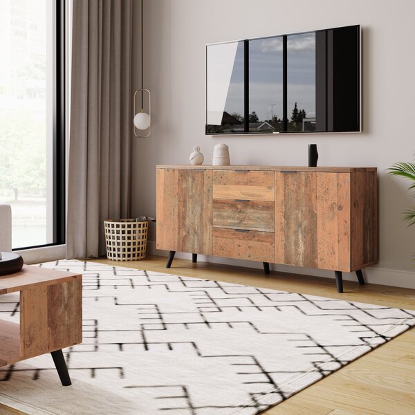 Vintage Sideboard Cabinet with Storage Drawers, Adjustable Shelves, Wood Chest of Drawers for Living Room, Kitchen, 140x35x70 cm, Brown Aosom.UK