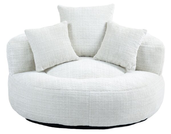 Modern Lazy Sofa Bean Bag Chair with Shredded Memory Foam, Chenille Fabric, Luxurious High Back Accent Chair, 108L x 108W x 52H cm, Beige Aosom UK