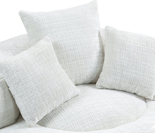 Modern Lazy Sofa Bean Bag Chair with Shredded Memory Foam, Chenille Fabric, Luxurious High Back Accent Chair, 108L x 108W x 52H cm, Beige Aosom UK