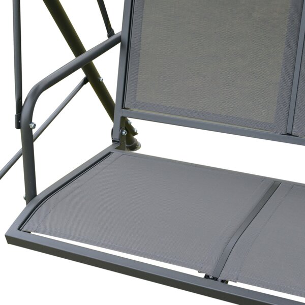 Outsunny Waterproof 3 Seater Swing Chair Garden Swing Seat Outdoor Hammock w/ Canopy Steel Frame - Grey Aosom UK