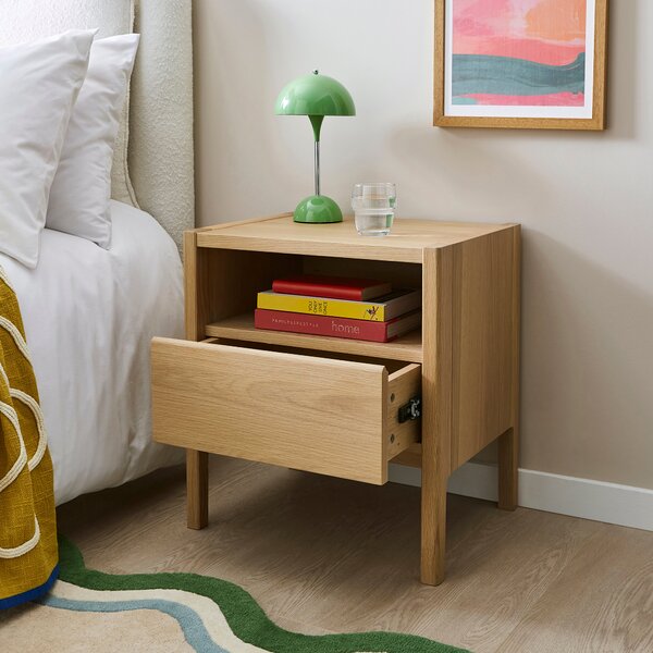 Elements Holmes Compact Bedside Table, Oak