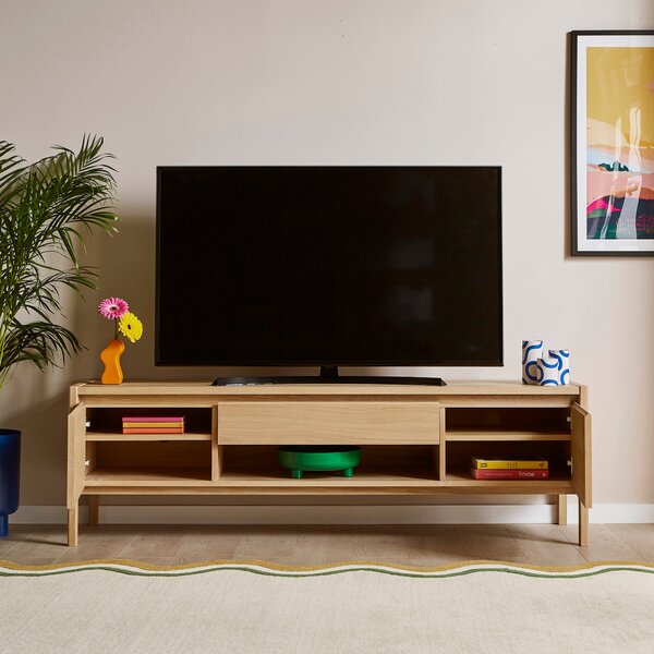 Elements Holmes Extra Wide TV Unit for TVs up to 80", Oak