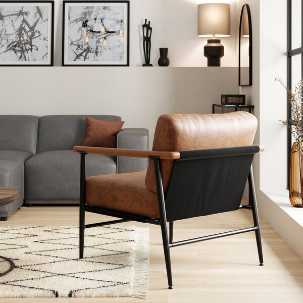 Arbour Faux Leather Industrial Accent Chair