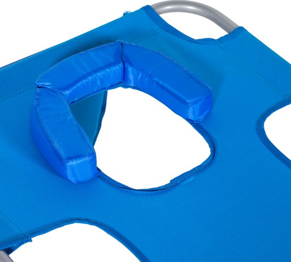Outsunny Beach Chaise Lounge: Portable with Face Cavity, 5-Position Adjustable Backrest, Azure Blue Aosom UK