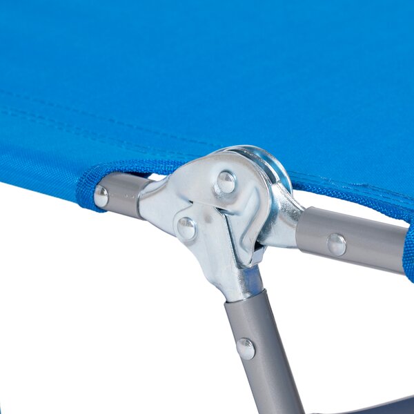 Outsunny Beach Chaise Lounge: Portable with Face Cavity, 5-Position Adjustable Backrest, Azure Blue Aosom UK