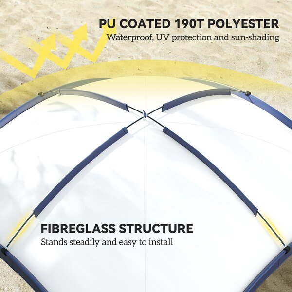 Outsunny 3.5 x 3.5M Gazebo Marquee Tent Outdoor Tarp Shelter Garden Party Event Shelter Patio Spire Arc Pavilion Camp Sun Shade, Cream and Blue