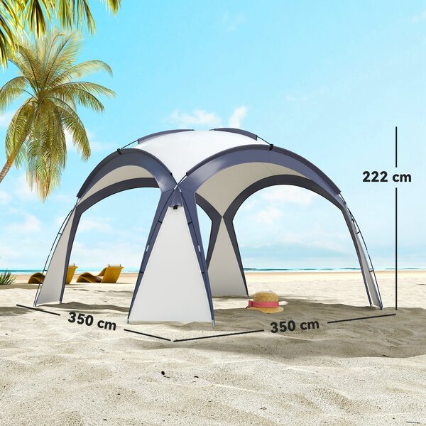 Outsunny 3.5 x 3.5M Gazebo Marquee Tent Outdoor Tarp Shelter Garden Party Event Shelter Patio Spire Arc Pavilion Camp Sun Shade, Cream and Blue