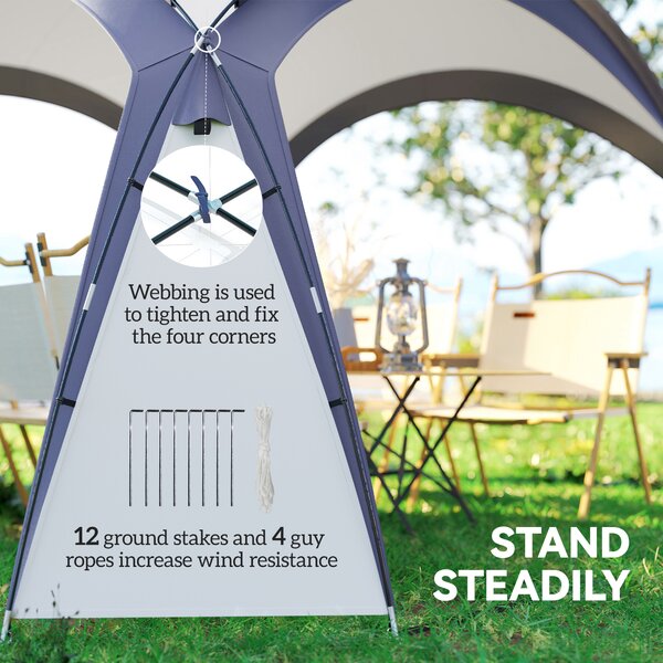 Outsunny 3.5 x 3.5M Gazebo Marquee Tent Outdoor Tarp Shelter Garden Party Event Shelter Patio Spire Arc Pavilion Camp Sun Shade, Cream and Blue
