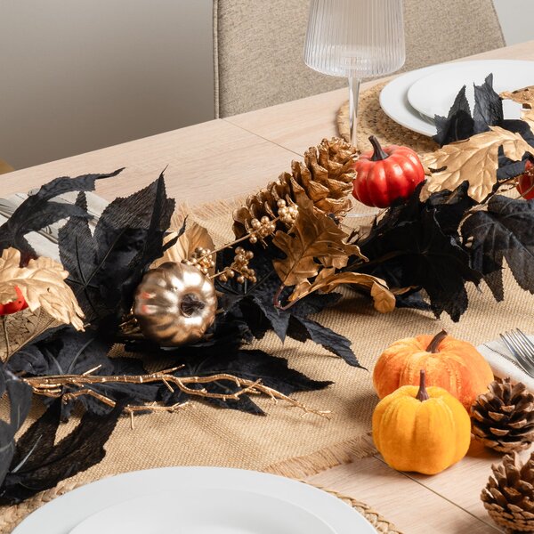 Artificial Black & Gold Pumpkin Garland