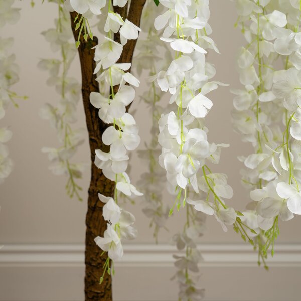 Artificial Wisteria Tree in White Plant Pot