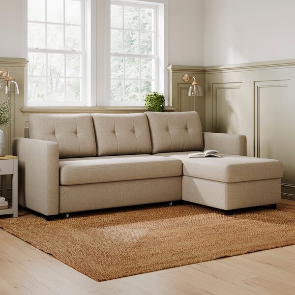 Barker Flatweave Trundle Corner Chaise Sofa Bed