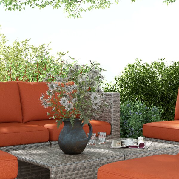 Outsunny 8 Piece Outdoor Patio Furniture Set, Rattan Sofa Set with Footstools and Coffee Tables Aosom UK