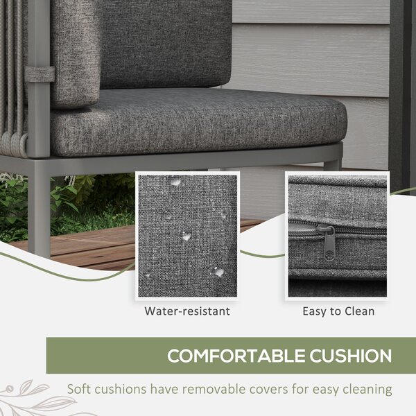 Outsunny 5 Pieces Rattan Dining Sets with Cushions, Space-saving Design Rattan Cube Garden Furniture, for Indoor & Outdoor, Grey