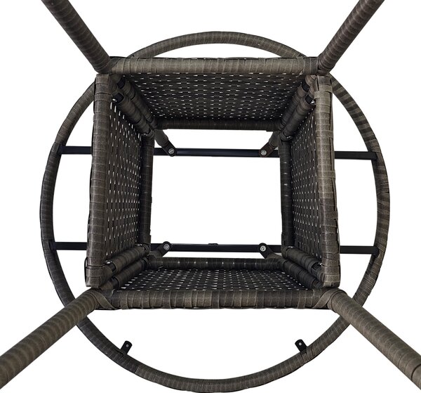 Outsunny 70cm PE Rattan Outdoor Dining Table, Patio Table with Wood-plastic Composite Top for Balcony, Garden, Grey