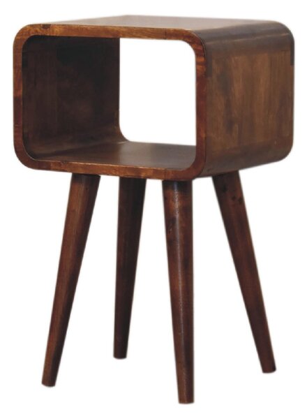 Narrow Nightstand, Open Shelf with Open Shelf and Stain-Based Finish, Wooden Bedside Table for Bedroom, Brown Aosom UK