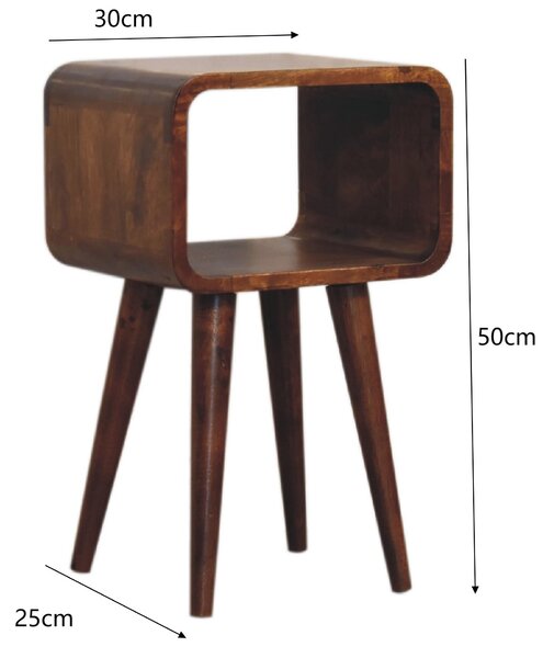 Narrow Nightstand, Open Shelf with Open Shelf and Stain-Based Finish, Wooden Bedside Table for Bedroom, Brown Aosom UK