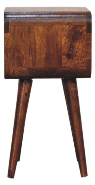 Narrow Nightstand, Open Shelf with Open Shelf and Stain-Based Finish, Wooden Bedside Table for Bedroom, Brown Aosom UK