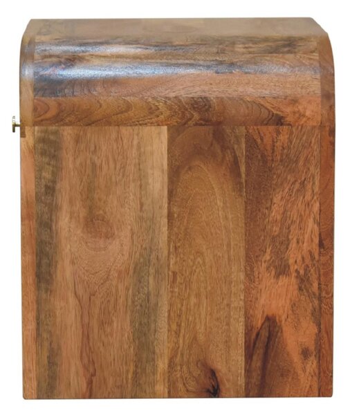 Darcy Solid Mango Wood Bedside Table with Drawer and Clear Natural Finish, Handcrafted Desk for Bedroom, 35L x 45W x 40H cm, Brown Aosom UK