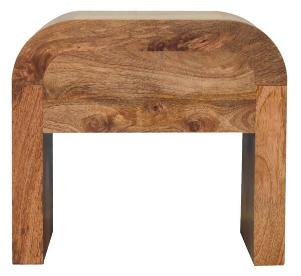 Darcy Solid Mango Wood Bedside Table with Drawer and Clear Natural Finish, Handcrafted Desk for Bedroom, 35L x 45W x 40H cm, Brown Aosom UK