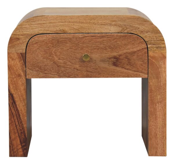 Darcy Solid Mango Wood Bedside Table with Drawer and Clear Natural Finish, Handcrafted Desk for Bedroom, 35L x 45W x 40H cm, Brown Aosom UK