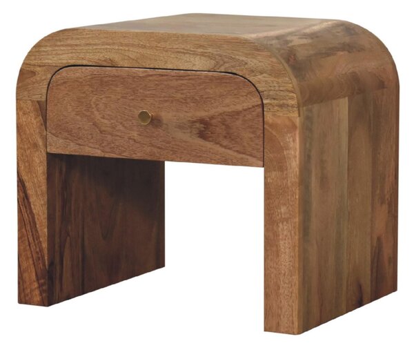 Darcy Solid Mango Wood Bedside Table with Drawer and Clear Natural Finish, Handcrafted Desk for Bedroom, 35L x 45W x 40H cm, Brown Aosom UK