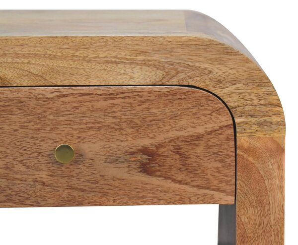 Darcy Solid Mango Wood Bedside Table with Drawer and Clear Natural Finish, Handcrafted Desk for Bedroom, 35L x 45W x 40H cm, Brown Aosom UK