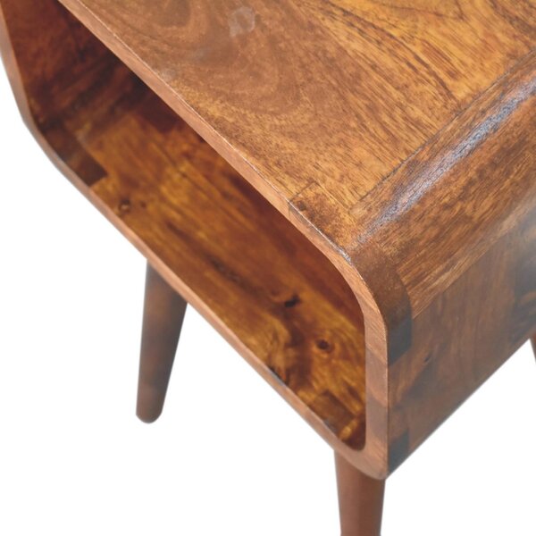Narrow Nightstand, Open Shelf with Open Shelf and Stain-Based Finish, Wooden Bedside Table for Bedroom, Brown Aosom UK