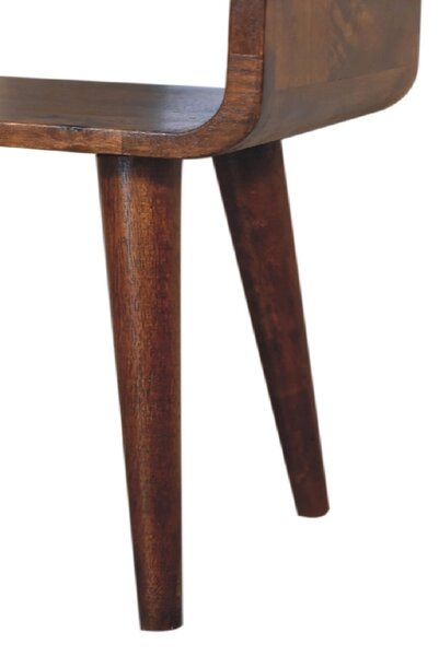 Narrow Nightstand, Open Shelf with Open Shelf and Stain-Based Finish, Wooden Bedside Table for Bedroom, Brown Aosom UK