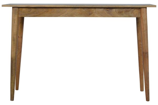 Solid Mango Wood Nordic Writing Desk with 2 Smooth‑Gliding Drawers, Oak‑effect Finish, Table for Living Room, 45L x 120W x 78H cm, Brown Aosom UK