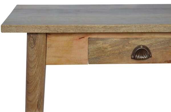 Solid Mango Wood Nordic Writing Desk with 2 Smooth‑Gliding Drawers, Oak‑effect Finish, Table for Living Room, 45L x 120W x 78H cm, Brown Aosom UK