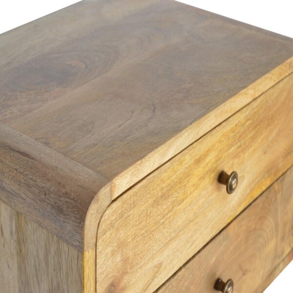 Solid Mango Wood Bedside Unit with Smooth-Glide Drawers, Oak-ish Finish, Wall-Mounted Storage for Bedroom, 32L x 45W x 25H cm, Brown Aosom UK