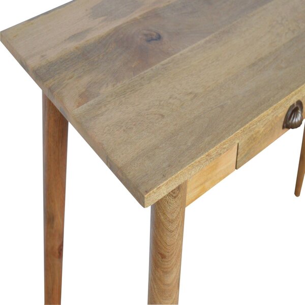 Solid Mango Wood Nordic Writing Desk with 2 Smooth‑Gliding Drawers, Oak‑effect Finish, Table for Living Room, 45L x 120W x 78H cm, Brown Aosom UK