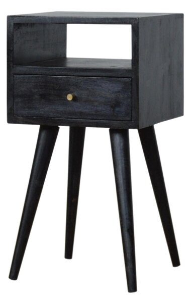 Mini Nightstand with Drawer and Open Shelf, Sustainable Construction, Small side table for Bedroom, 30L x 30W x 57H cm, Black Aosom UK