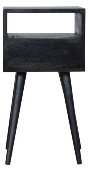 Mini Nightstand with Drawer and Open Shelf, Sustainable Construction, Small side table for Bedroom, 30L x 30W x 57H cm, Black Aosom UK