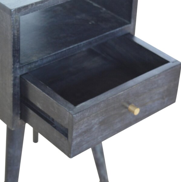 Mini Nightstand with Drawer and Open Shelf, Sustainable Construction, Small side table for Bedroom, 30L x 30W x 57H cm, Black Aosom UK