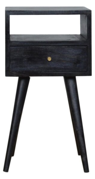 Mini Nightstand with Drawer and Open Shelf, Sustainable Construction, Small side table for Bedroom, 30L x 30W x 57H cm, Black Aosom UK
